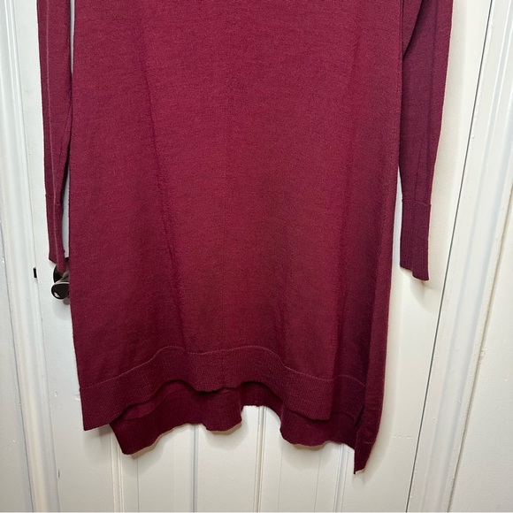 EILEEN FISHER Merino Wool Burgundy Knit Dress Valentines Long Sleeve Small - Picture 2 of 7